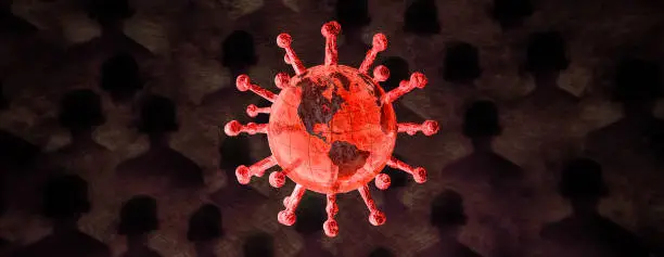 Photo of Coronavirus engulfing the world with victims’ silhouettes on the background
