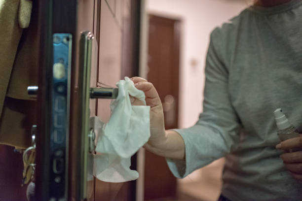 istock Disinfection of surfaces in house. 1212078564