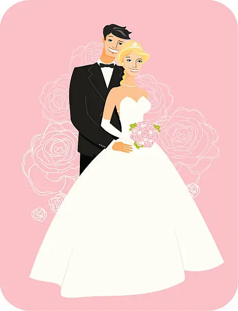 Vector illustration of Newlyweds