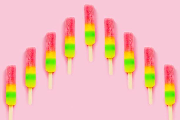 istock Fruit colorful Ice cream pattern/ice cream stick on pastel pink background, Soda and Strawberry and Lemon Ice cream 1212087929