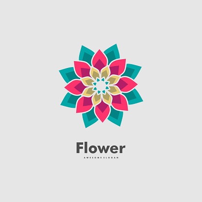 Vector Illustration Flower Gradient Colorful Style.