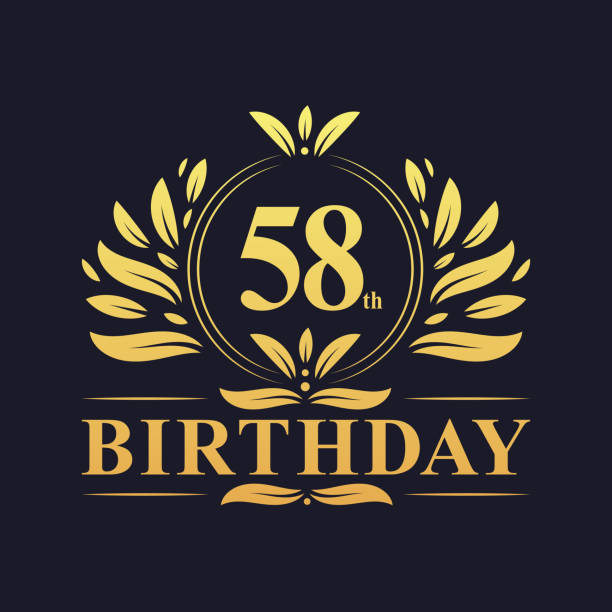 58th Birthday Design, luxurious golden color 58 years Birthday celebration.