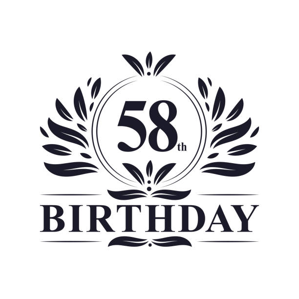 58th Birthday celebration, luxury 58 years Birthday logo design.