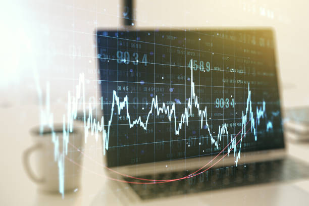 istock Multi exposure of abstract financial diagram on computer background, banking and accounting concept 1212099567