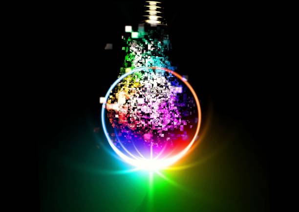 Abstract light bulb illuminating the dark