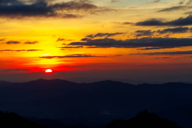 istock Sunset and silhouette beautiful with nature on viewpoint 1212101340