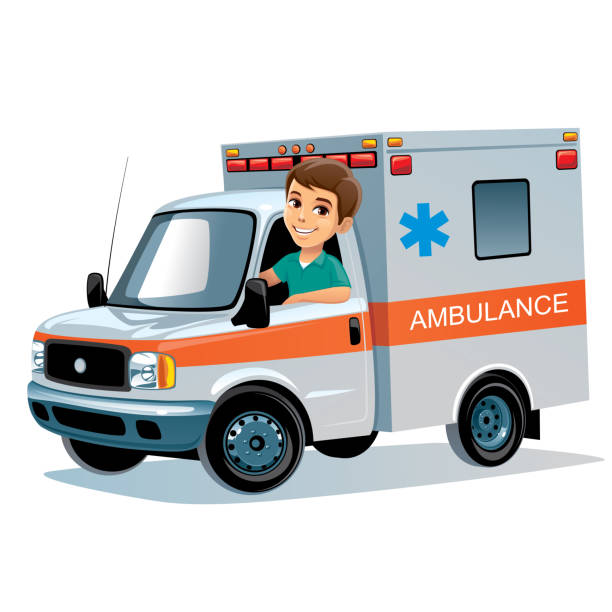 Ambulance Car With Driver Stock Illustration - Download Image Now -  Ambulance, Cartoon, Accidents and Disasters - iStock