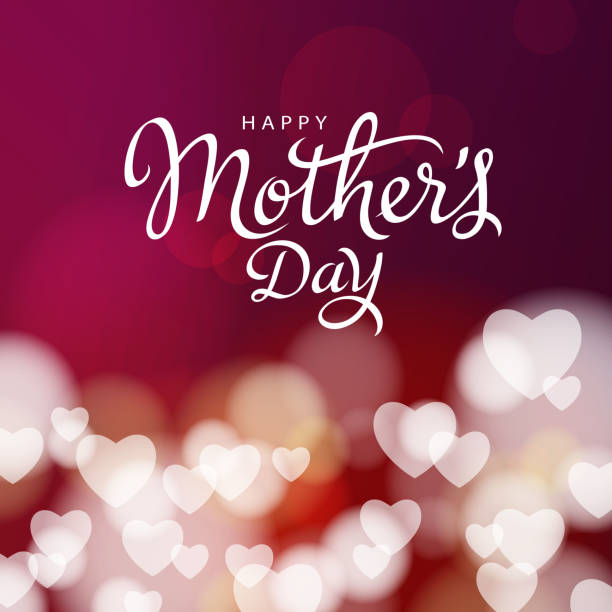 Celebrate the Mother's Day with hearts pattern on the red background