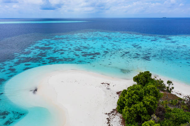 istock Elevated view of tropical island 1212107397
