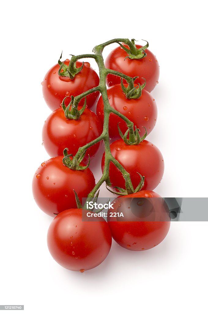 Tomates cereja em branco - Foto de stock de Tomatinho royalty-free