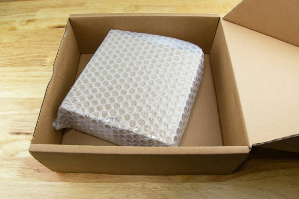 istock Bubbles covering the box by bubble pack for protection product cracked  or insurance During transit 1212116507