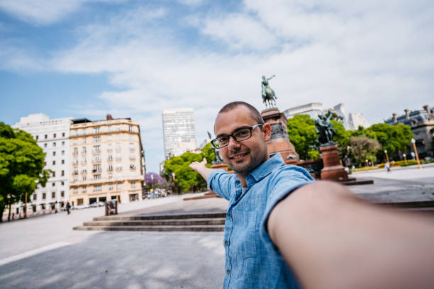 istock Tourist selfie on Plaza San Martin 1212122319