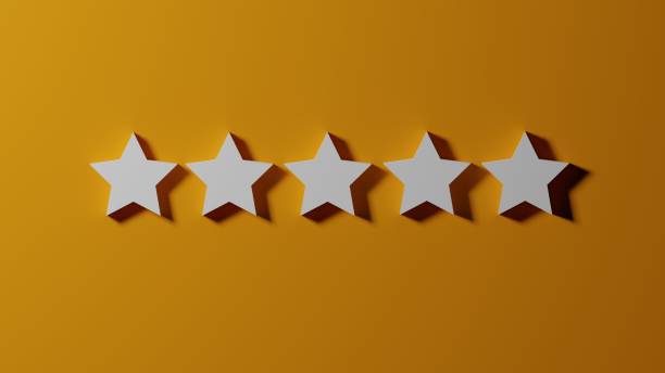 istock 5 golden stars for costumer satisfaction, 3d illustration 1212126357