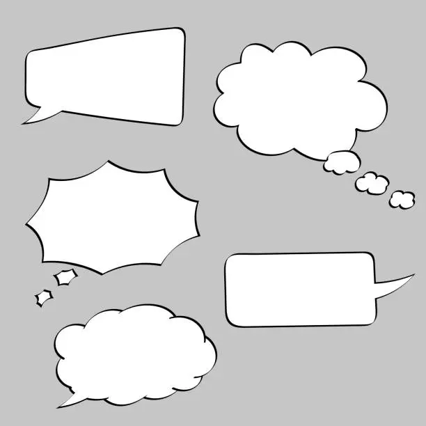Vector illustration of Speech bubbles. Blank signs on gray background