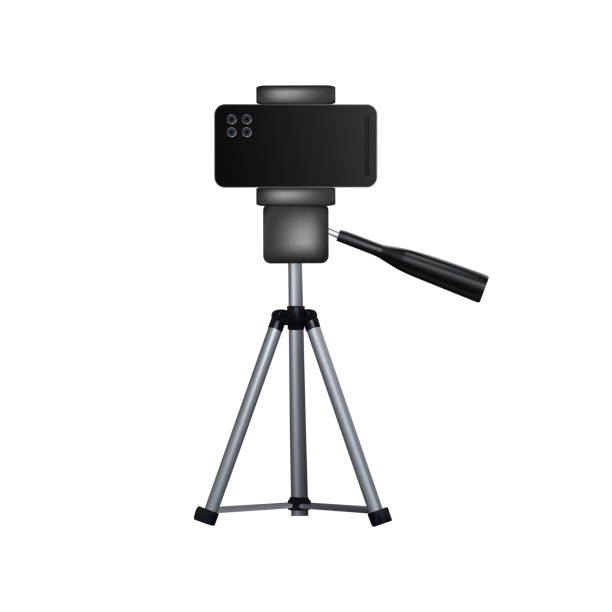 A tripod for a mobile phone. A tripod for a mobile phone. Vector illustration. Photo and video equipment. tripod vector stock illustrations