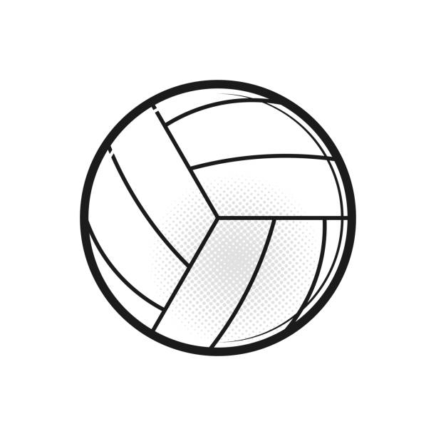 volleyball ball sport aktivität spielen turnier turnier, pop-art-stil halbton schatten vektor illustration - handball stock-grafiken, -clipart, -cartoons und -symbole