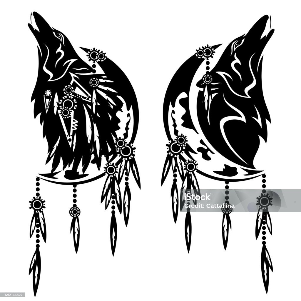 Bộ Bắt Giấc Mơ Lông Vũ Với Trăng Lưỡi Liềm Và Sói Hú Thiết Kế ...