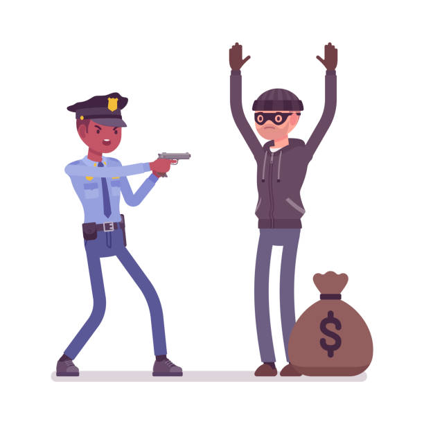 Thief Arrest By A Policeman Stock Illustration - Download Image Now -  Catching, Criminal, Police Force - iStock