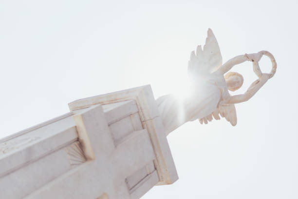 Profile view of the statue of the archangel St. Michael
