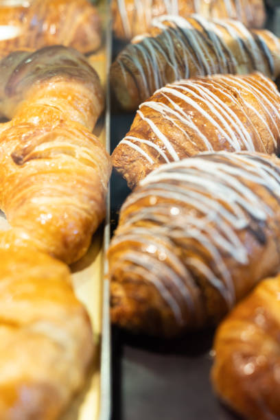 istock Chocolate croissants outside a bakery 1212150506