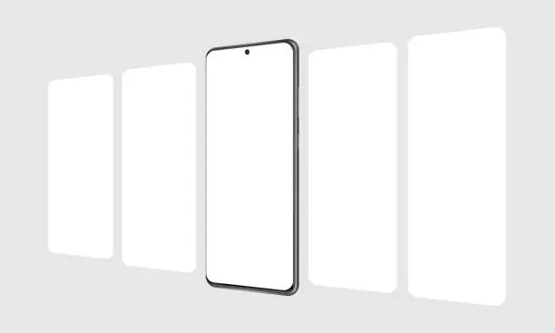 Vector illustration of Modern smartphone with blank app screens mockup. Web design concept for responsive showcase presentation