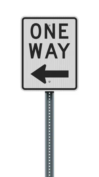 Vector illustration of One Way vertical road sign