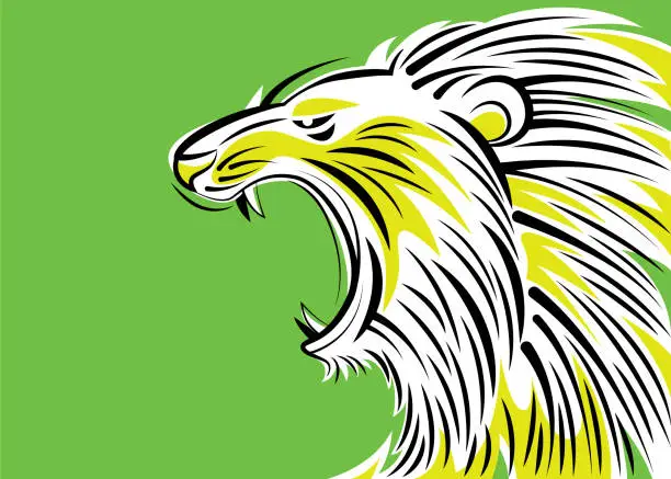 Vector illustration of angry lion roaring