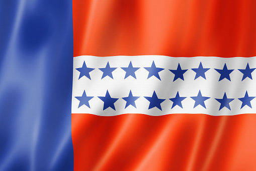 Tuamotu Islands flag, French Polynesia. 3D illustration
