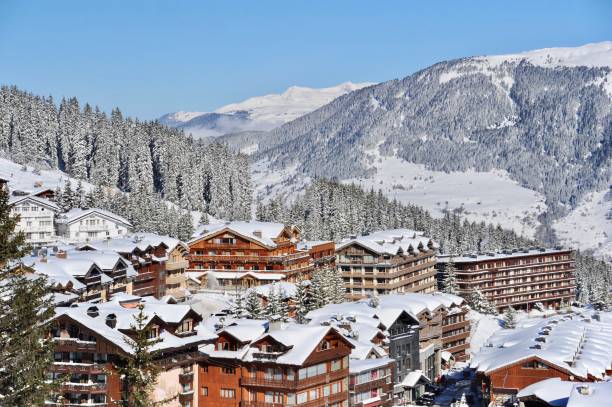 istock Ski resort in winter with snowy mountains 1212161176