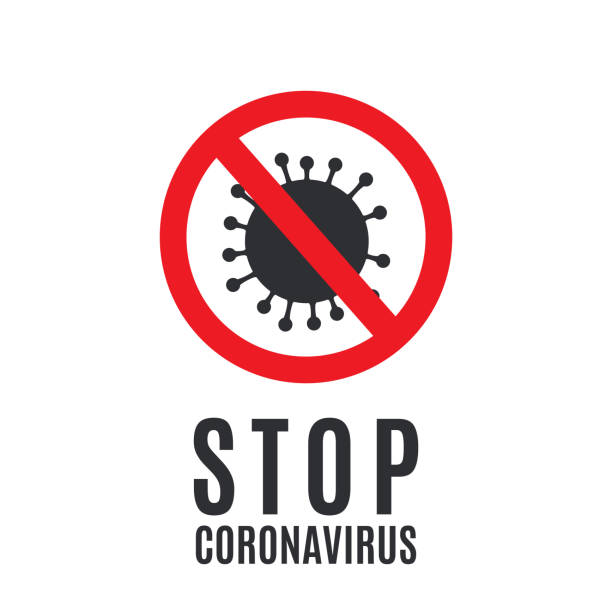 coronavirus stoppschild auf weißem hintergrund. vektor - krankheitsvektor stock-grafiken, -clipart, -cartoons und -symbole