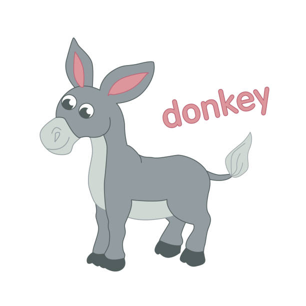 szara ilustracja osiołka dla dzieci - mule careless animal ignorance stock illustrations