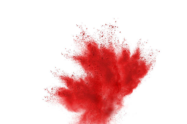 istock Red powder explosion on white background. Colored cloud. Colorful dust explode. Paint Holi. 1212165660