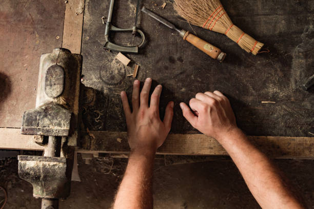 istock Carpenter's hobby garage / studio - men's cave. 1212167412