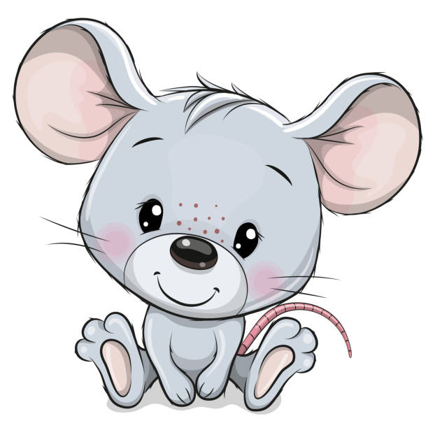 Cartoon Mouse isolated on a white background Cute Cartoon Mouse isolated on a white background baby mice stock illustrations