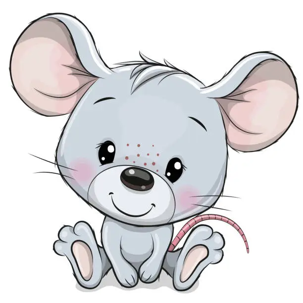 Vector illustration of Cartoon Mouse isolated on a white background