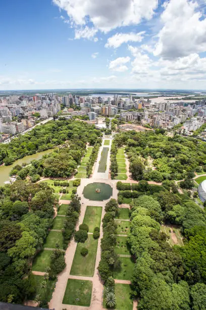 Aerial view of the Writing Park in Porto Alegre, Rio Grande do Sul