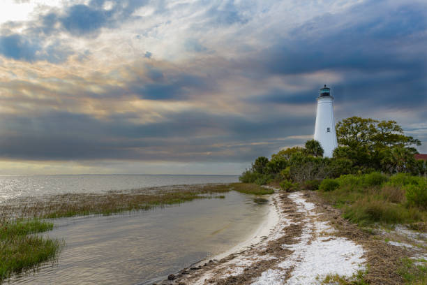 foto de paisagem do farol de st. marks - tower florida protection travel - fotografias e filmes do acervo