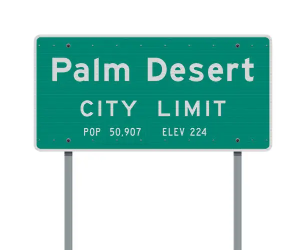 Vector illustration of Palm Desert City Limit road sign