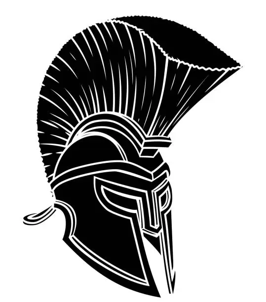 Vector illustration of Gladiator Spartan Trojan Roman Helmet