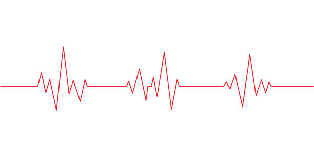 illustrations, cliparts, dessins animés et icônes de icône rouge de ligne de battement de coeur. moniteur de fréquence d’impulsion. illustration de vecteur. - heartbeat