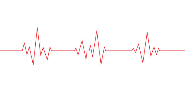 kırmızı kalp atışı çizgi simgesi. nabız hızı monitörü. vektör illüstrasyon. - nabız kontrolü stock illustrations