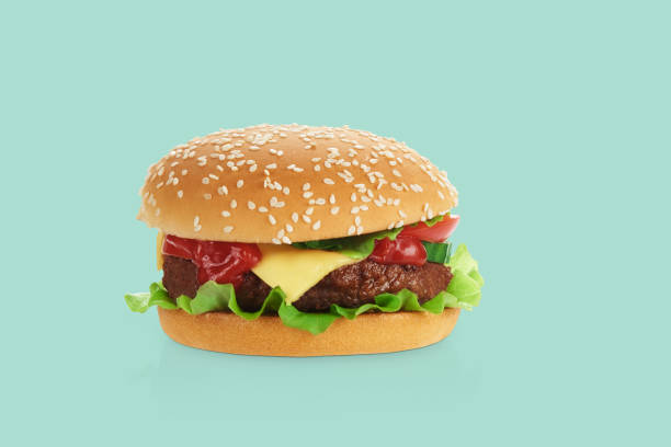 istock burger with beef patty and vegetables 1212176804