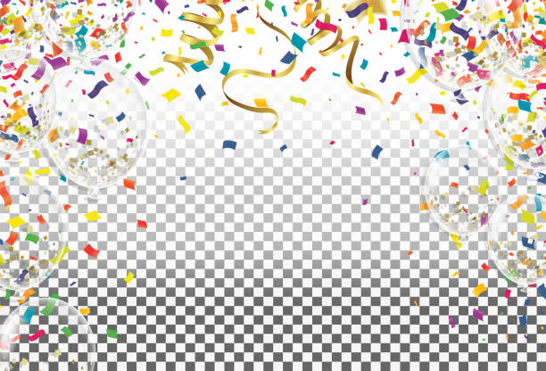 Birthday party decoration colorful bright confetti isolated ,balloon,streamers Birthday party decoration colorful bright confetti isolated ,balloon,streamers streamers and confetti stock illustrations