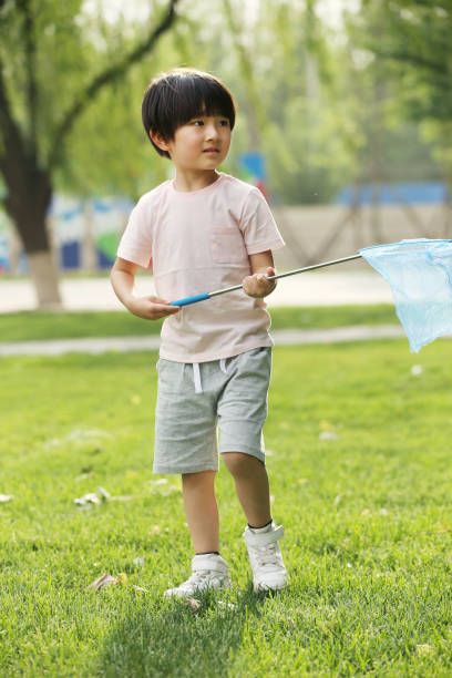 istock The little boy played on the grass 1212181147