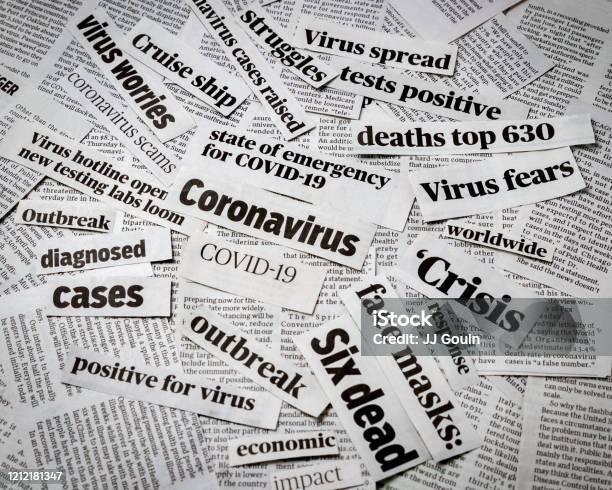 Coronavirus Covid19 Newspaper Headline Clippings Print Media Information Isolated Stock Photo - Download Image Now