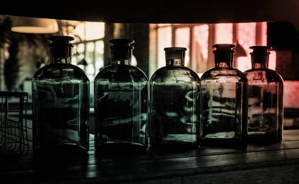 istock A row of glass bottles on a shelf 1212182253