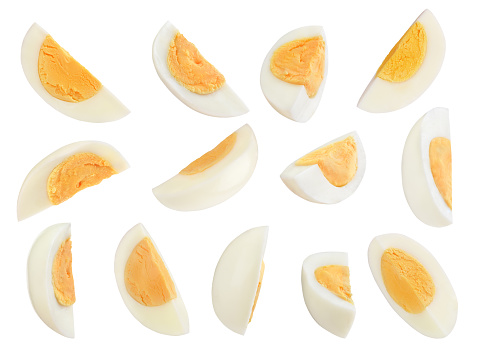 conjunto de huevos sobre un fondo blanco photo