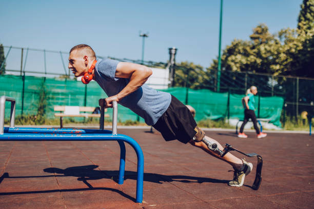 istock Motivated amputee athlete - Disability sport 1212185625