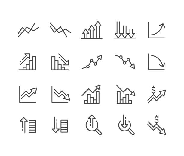 ikony wzrostu i spadku - seria classic line - decreases stock illustrations