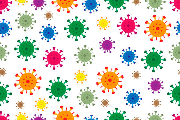 coronavirus nahtloses muster - reagenzgläser bunt stock-grafiken, -clipart, -cartoons und -symbole